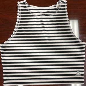 EUC Reebok Crop Top, Black & White Striped, Large
